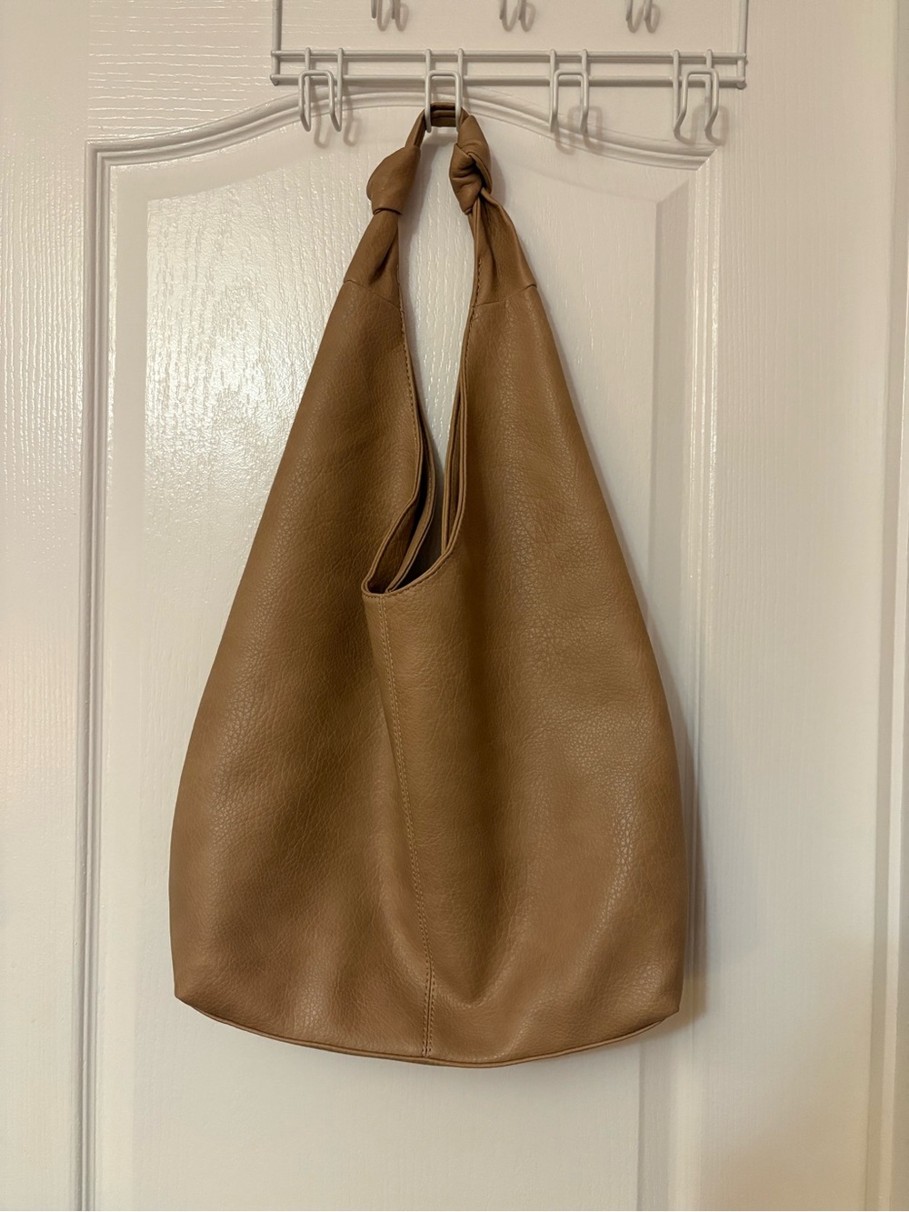 Knotted Shoulder Hobo Bag in Tan